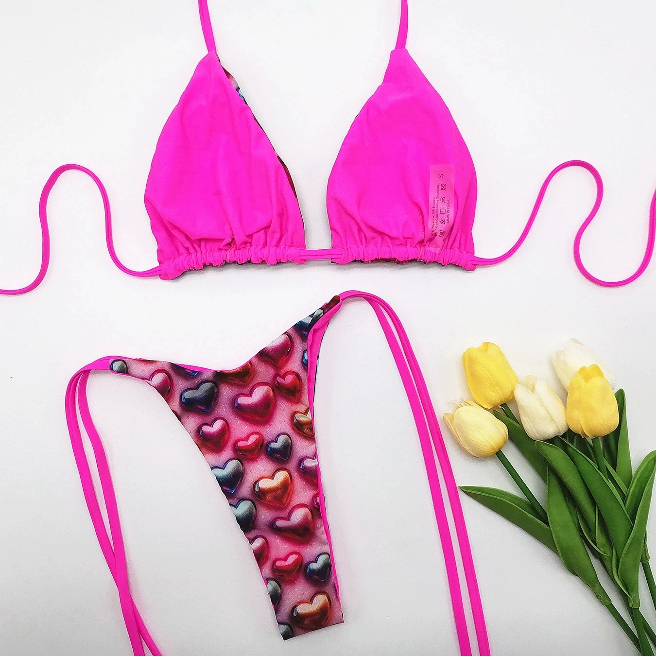 Melphieer بيكيني المرأة الصيف شاطئ بركة حفلة ثلاثية الأبعاد الحب طباعة ملابس السباحة 2026 جديد مثير ثونغ مايكرو Biquini الرسن السباحة حمام البدلة #2