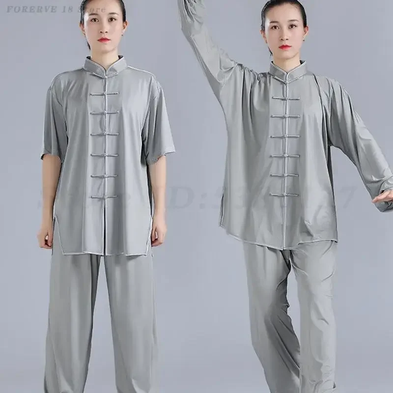 

Adult Men Women Tai Chi Tang Suit Spring Summer Kung Fu Clothes Casual Solid Color Martial Arts Uniform Oriental Wushu Costume