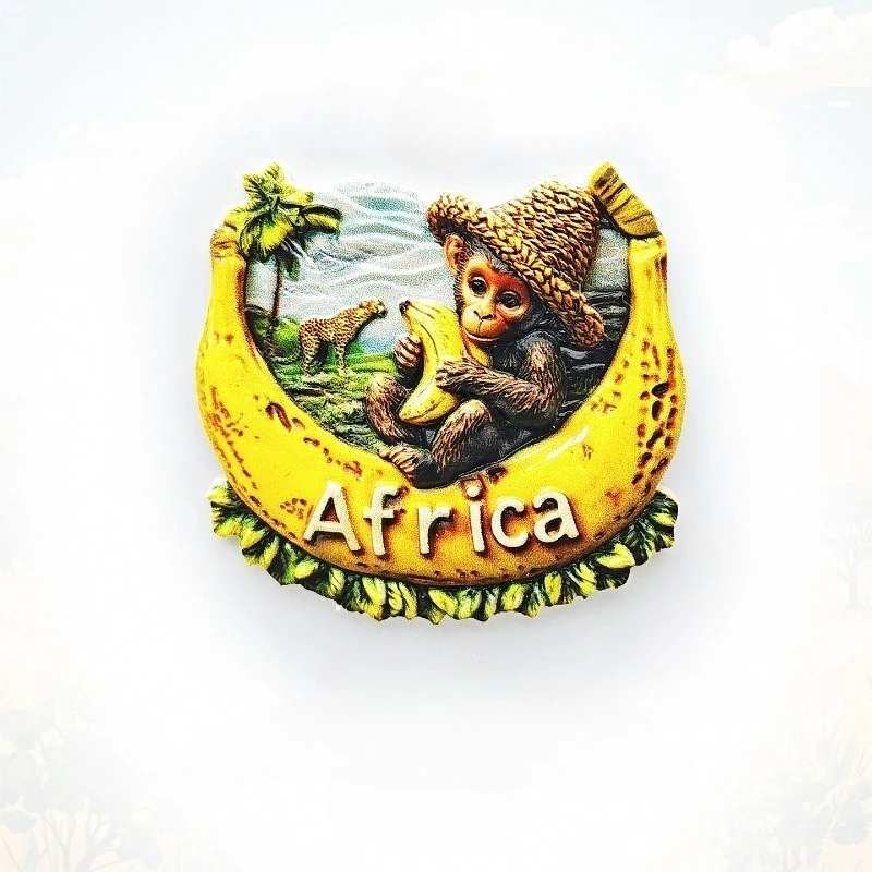 

African Monkey in Hat Fridge Magnet - 3D Safari Travel Souvenir Jungle Themed Decor Unique Animal Lover Gift with Strong Magnet