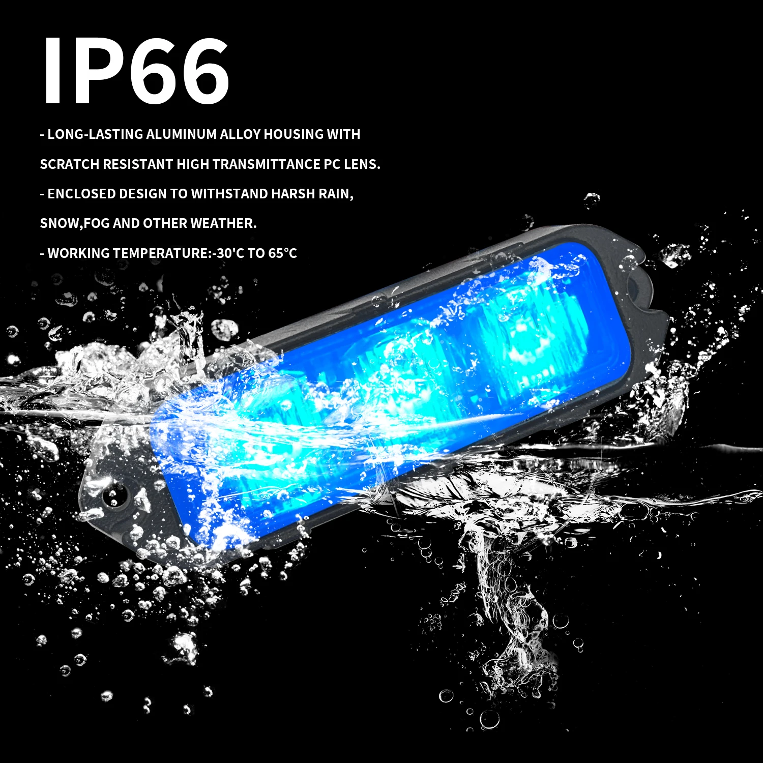 12V Blue Emergency Warning Light for Cars, Trucks & Construction Vehicles - Versatile LED Safety Beacon, Flashing Signal Light