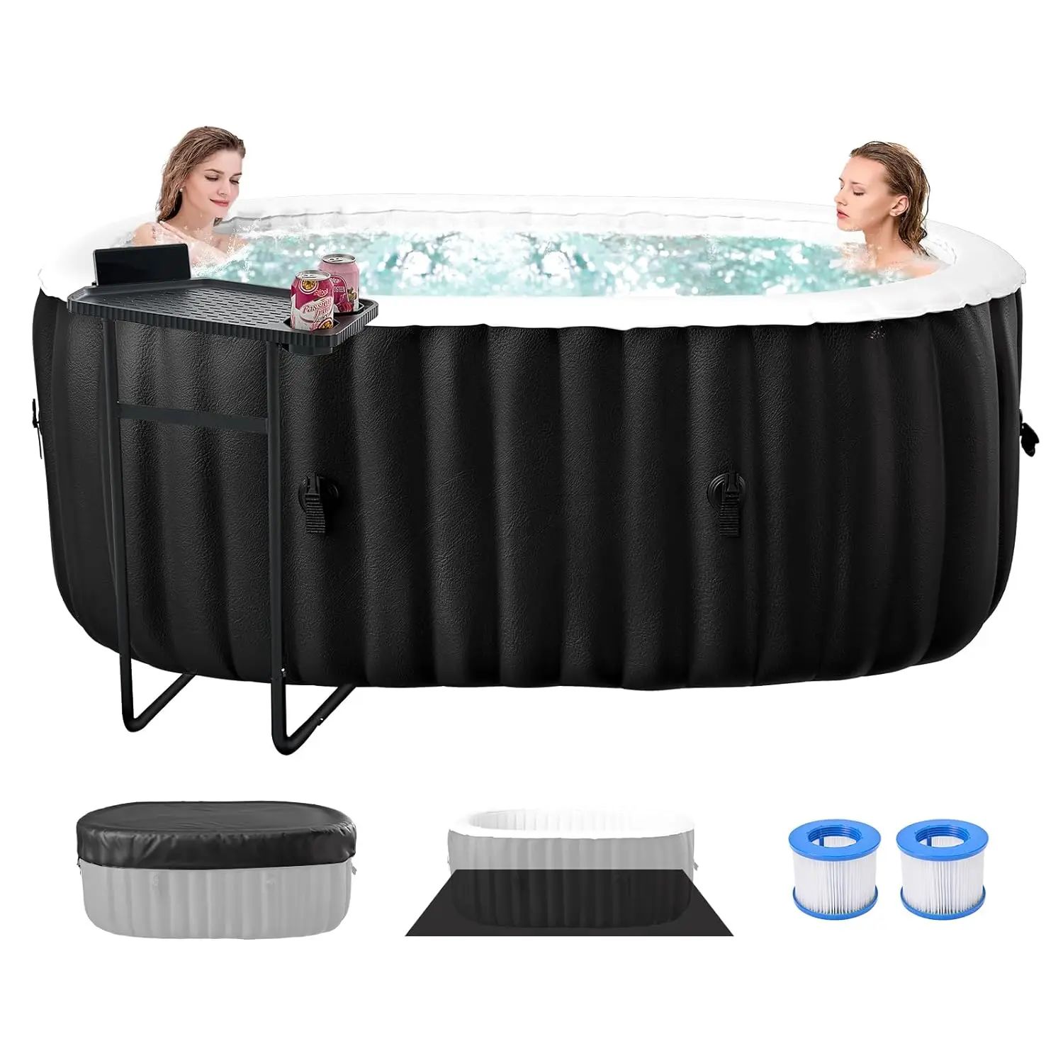 

Надувное джакузи для двоих с боковым столиком, овальное портативное надувное спа-бассейн, герметичное уличное спа-бассейн из ПВХ, 100% индивидуальный заказ