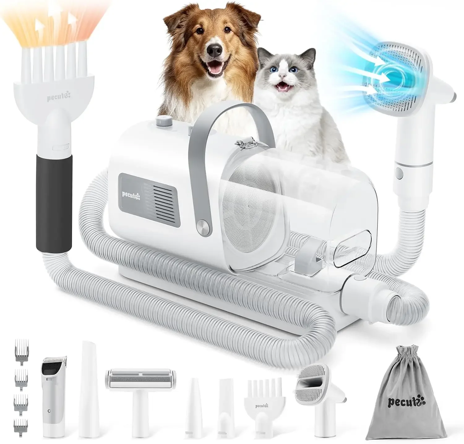 

Dog Grooming Vacuum & Dryer, 7-in-1 Pet Grooming Kit with Clipper, 10000Pa Dog Vacuum for Shedding Grooming, Adjustable Speed &