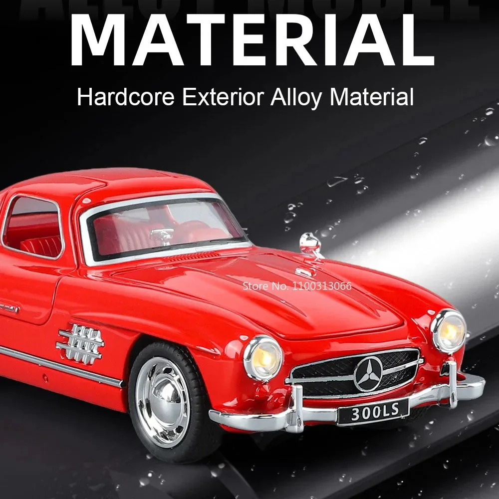 1:32 300SL Tourbillon Modellen Auto Speelgoed Legering Diecast 4 Deuren Geopend Miniatuur Auto Wiel Trek Voertuigen voor Tafeldecoratie