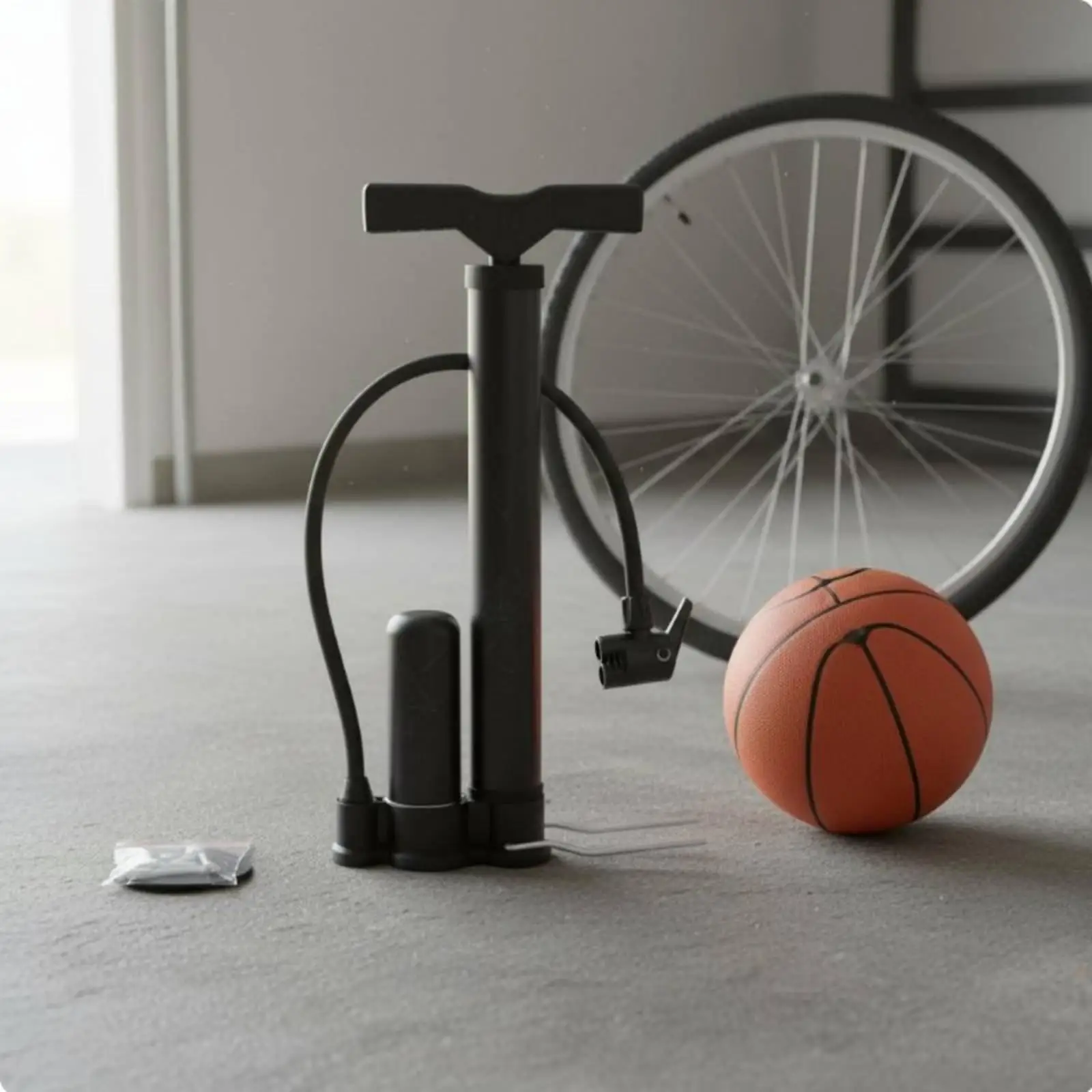 Multi Functional Bicycle Air Pump Portable Tire Inflator Double Head Valve for Bike Motorcycle Car Balloons and Sports Use