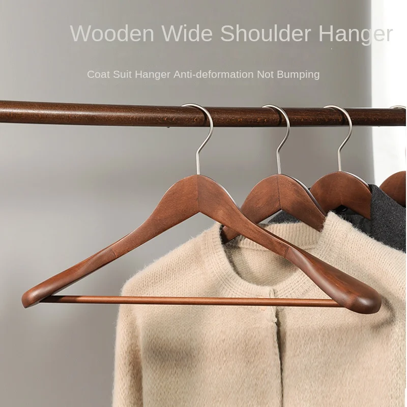 Solid Wood Thickened Clothes Hanger, Wide Shoulder, Non-slip, Non-slip, Home Shirt, Suit Hanger, Wooden Clothes Hanger