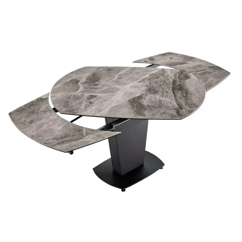 Rotatable and expandable dining table Hot sale Tempered glass top Wooden top Ceramic top Folding space saving living room