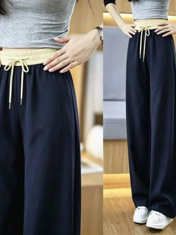 

Quick Dry Wide Leg Pants Women's Spring Summer Thin Loose Slim Straight Leg Pants Sports Knife Trendy High Waist Polyest...
