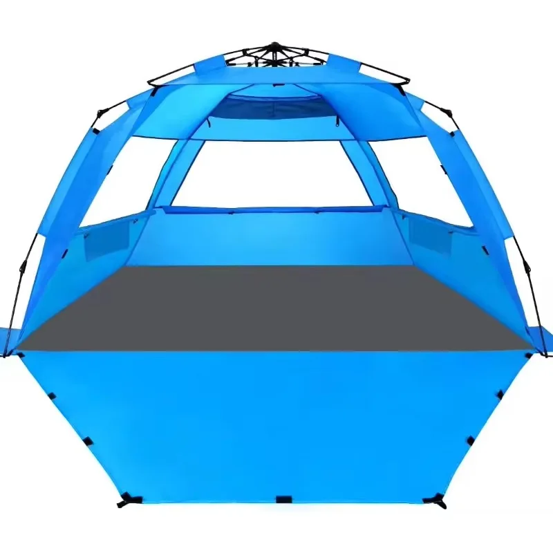 Portable Luxury Pop-Up Beach Sunshade Tent One Bedroom Privacy Structure with UV Resistant and Extendable Floor