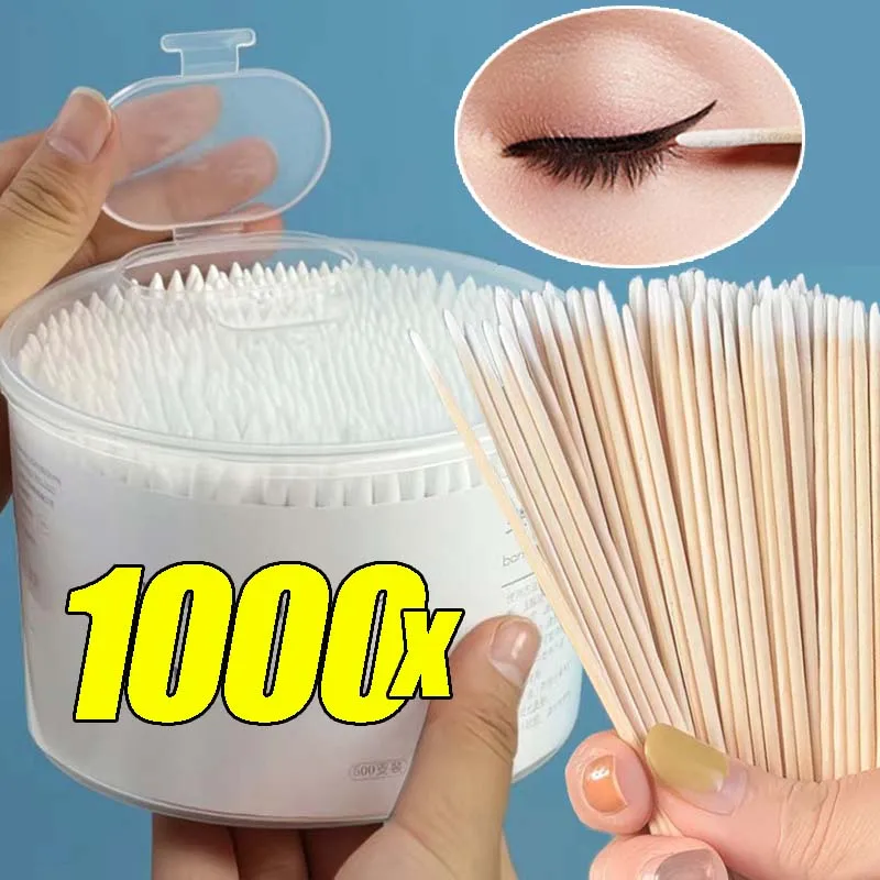 100/1000Pcs Disposable Pointed Cotton Swabs Multi-purpose Beauty Dust-proof Double/single Headed Soft  Comfortable Cotton Swabs