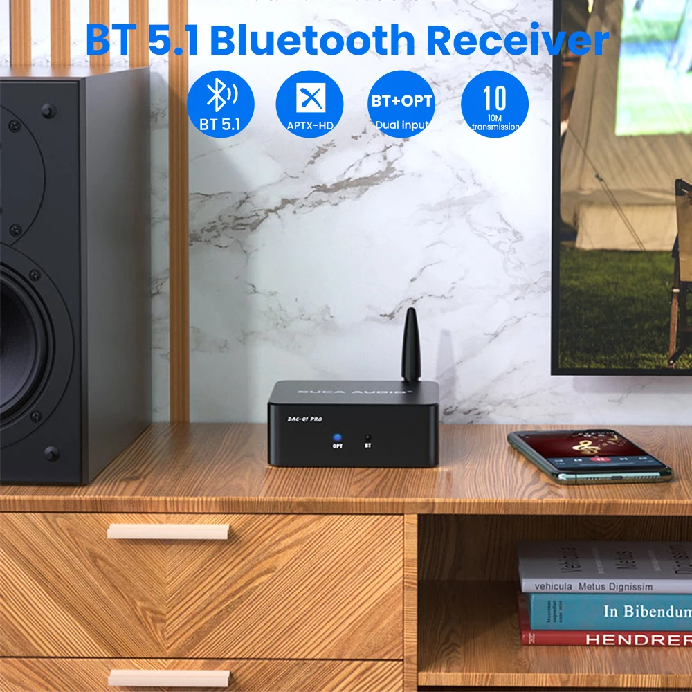 SUCA الصوت QCC5125 بلوتوث 5.1 استقبال ستيريو اختيار RCA التناظرية محول 24Bit 192KHz LDAC المنزل سطح المكتب سيارة محول الصوت