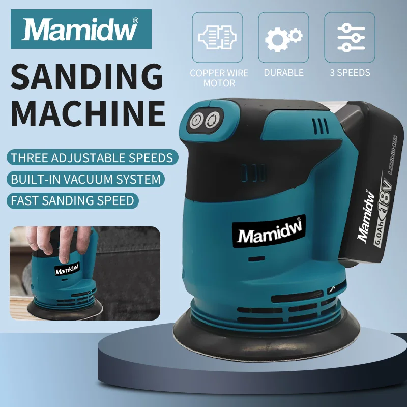 

Brushless Cordless Rechargeable Disc Random Orbital Sander Woodworking Sanding Putty Polishing For Makita 18v Battery PIN