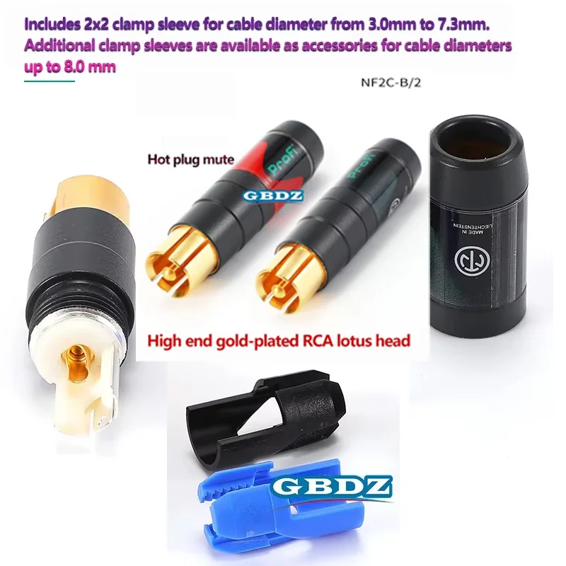 

NEUTRIK NF2C-B/2 Profi RCA Phono Plug Gold Plated Retractable Noise Reduction HiFi Audio Connector Pair Red/Black
