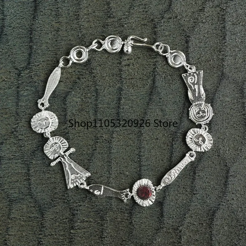 S925 sterling silver rainbow stone bracelet niche design retro vacation bracelet