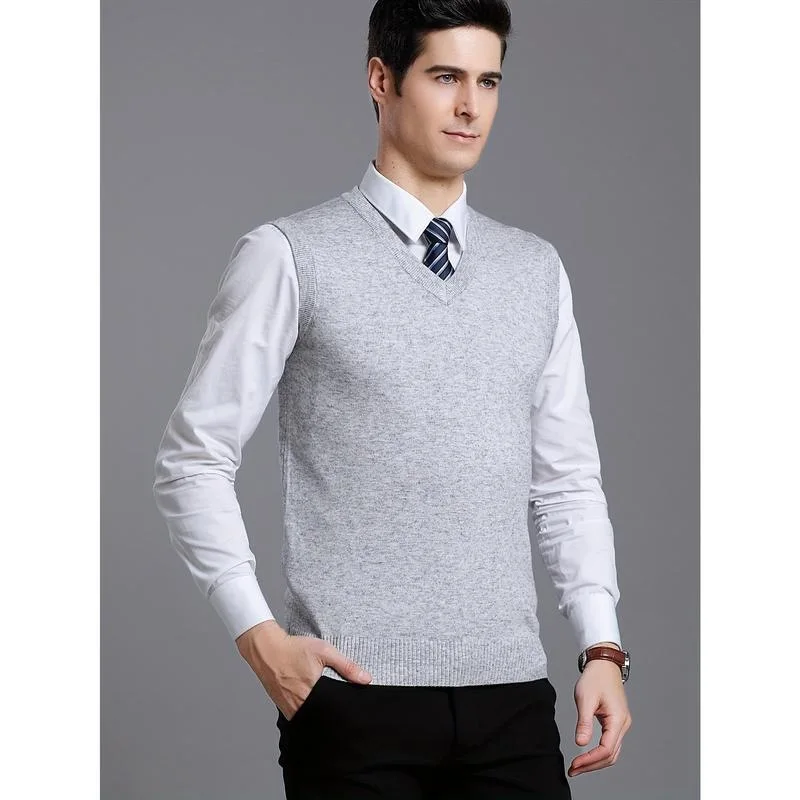 

Men's Knitted V-Neck Sweater Vest Warm Inner Wear Casual Citywalk Style Comfortable Fit Spring Season Fashion Trend