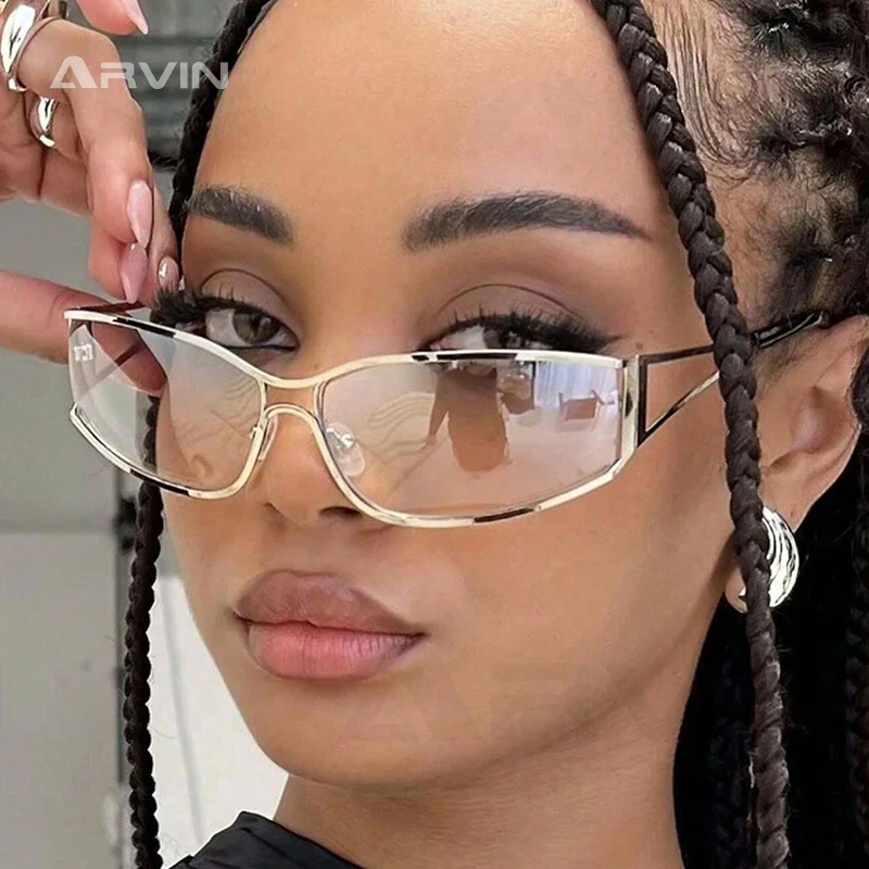 Latest Hollow Out Y2K Sunglasses Women Trendy Gradient 2000\'S Wrap Around Sun Glasses Brand Steampunk Shades Mirror Eyeglasses