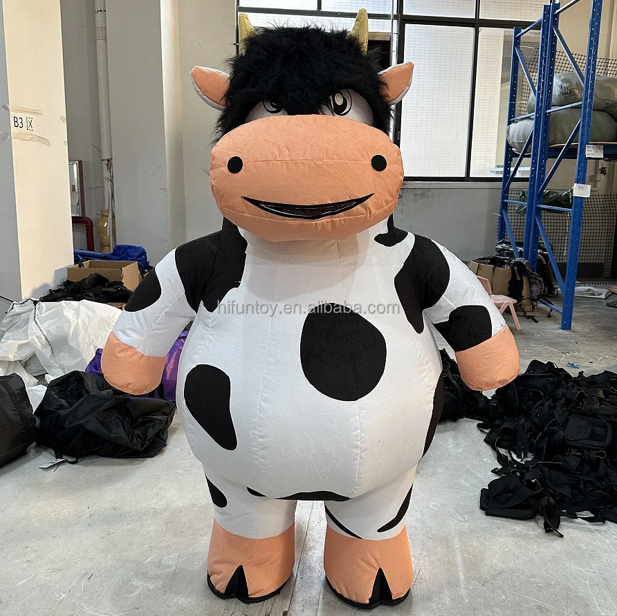 

Inflatable Cow Mascot Unicorn Parade Outfits Birthdays for Adults Costumes Animal Halloween Party Suits No Battery