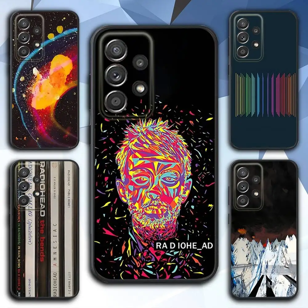 

R-Radiohead Band Rainbow Phone Case For Samsung S 25,24,23,22,30,21,10,9,Ultra,Plus,Lite,FE,4,5 G Soft Black Case