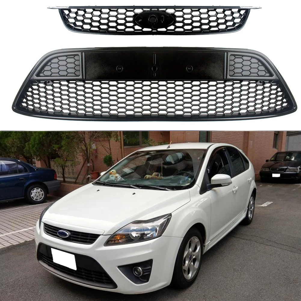 

Front Bumper Mesh Grille Honeycomb Kidney Radiator Grilles Fit For Ford Focus ST MK2.5 2009 2010 2011 2012 2013 Black