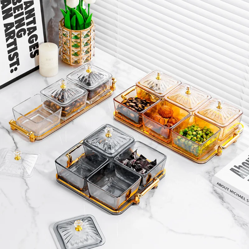 

Разделенная стеклянная тарелка с фруктами, ящик для хранения для дома, гостиной, журнальный столик, чайная закуска, сухофрукты, орехи, конфеты, десерт