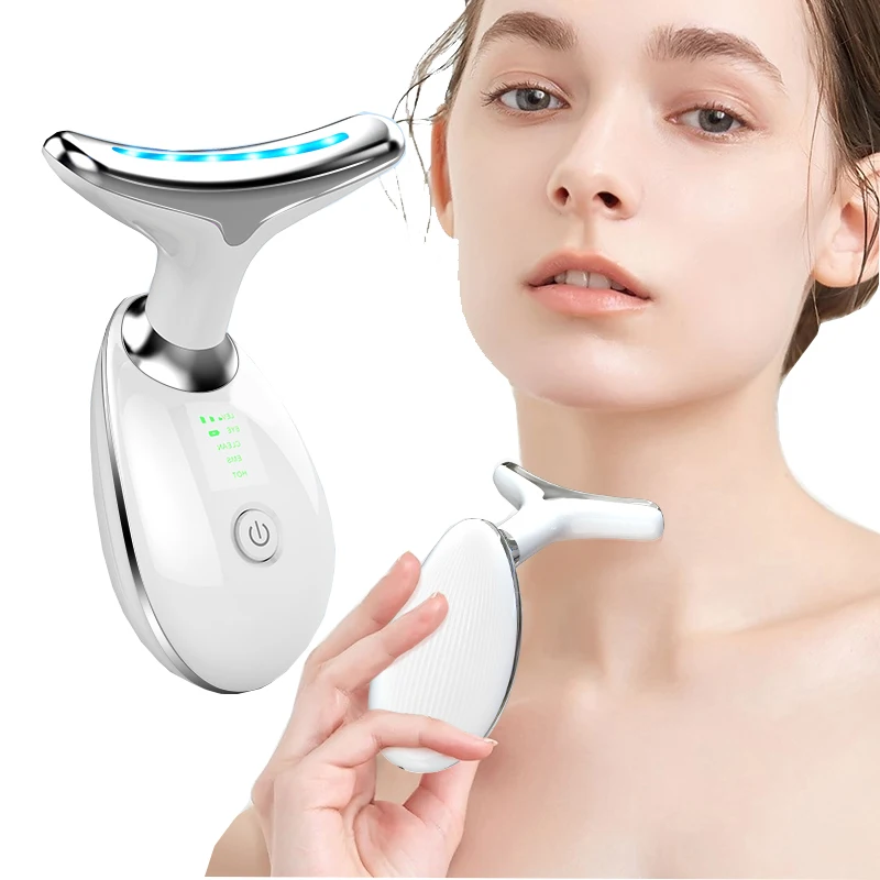 Facial Massager Led Photon Therapie Gezicht Lifting Apparaat Ems Aanscherping Verwarming Gereedschap Rimpel Remover Verminder Dubbele Kin Massager