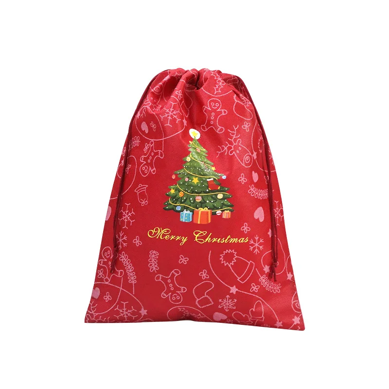 10PCS Christmas Pack Chocolate Candy Gift Non-Woven Drawstring Pocket