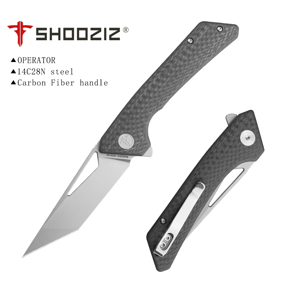 

Shooziz 3.35" EDC Folding Pocket Knife to14C28N Flipper Blade with Carbon Fibre Tanto For Outdoor Men， Camping Tool