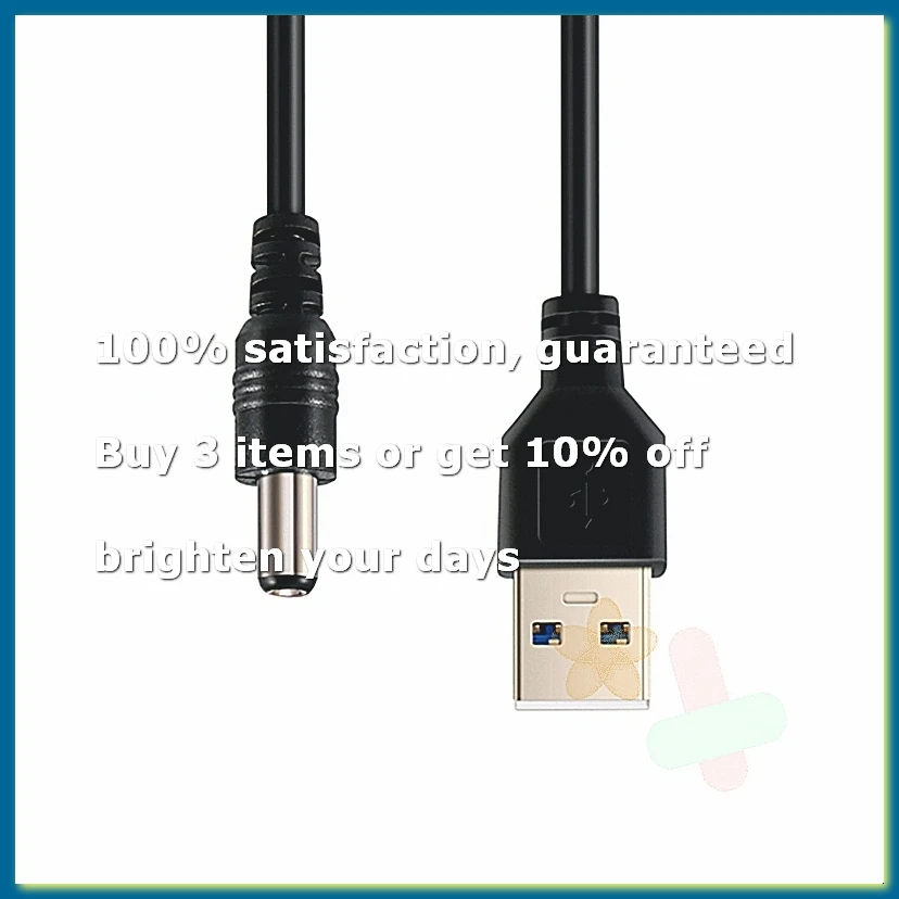 ●USB Cable 5.5mm / 2.1mm 5V DC Jack Power Cable (Black, 102CM)