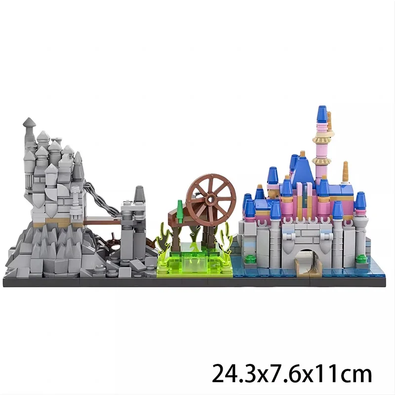 MOC Märchenprinzessinnen-Serie Anime Skyline Gefrorenes Schloss Architektur-Sets Bausteine Kinderspielzeug Mädchen Weihnachtsgeschenke – Detail 5