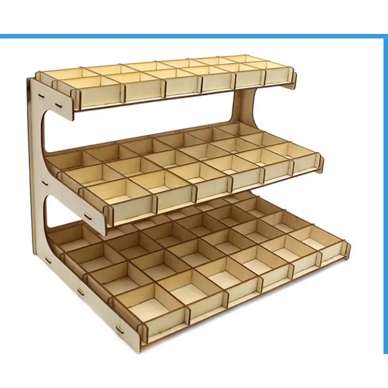 Wooden lattice storage box Double-layer multifunctional square round hole DIY parts box Finishing rack Component box Model tool