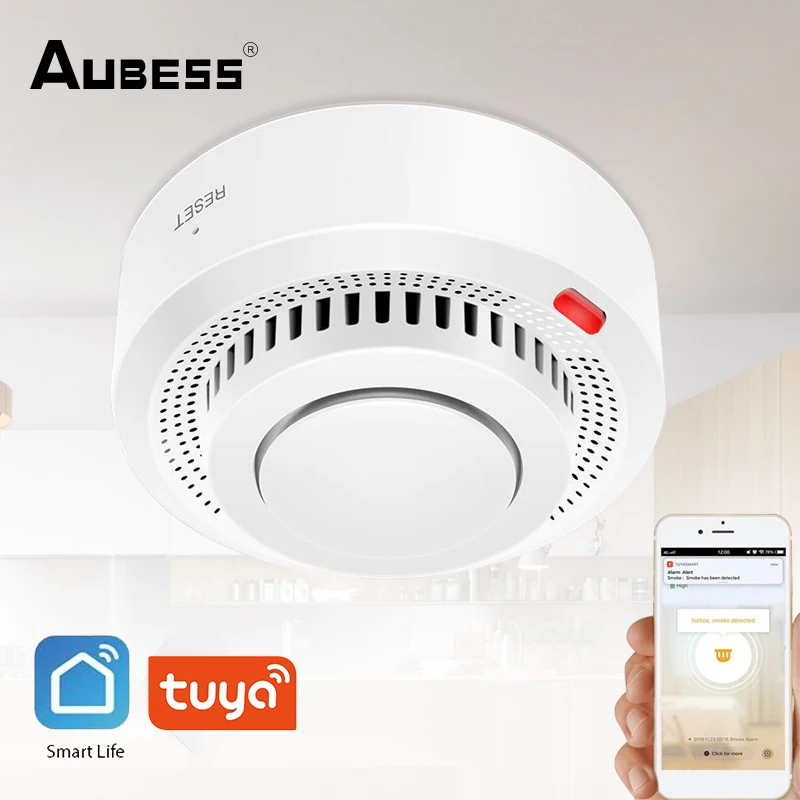 Tuya-Détecteur de fumée WiFi intelligent, capteur de sécurité, protection contre les incendies, alarme de fumée, système de sécurité domestique intelligent, nous-mêmes avec Smart Life