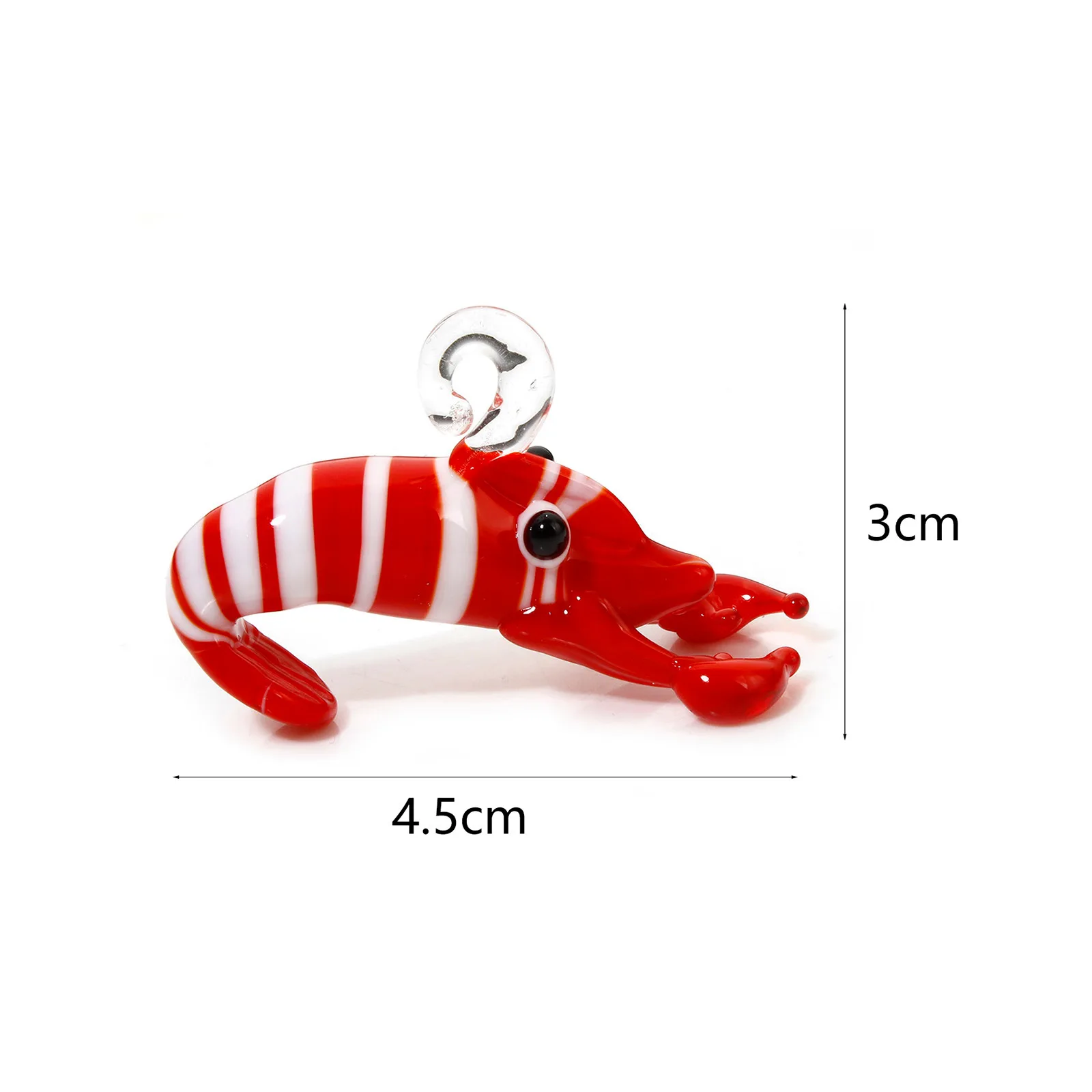 DoreenBeads 1 pezzo 3D Red Lobster Stripe Lampwork Glass Ocean Jewelry pendenti gioielli fai da te che fanno ornamento decorazione dell\'acquario