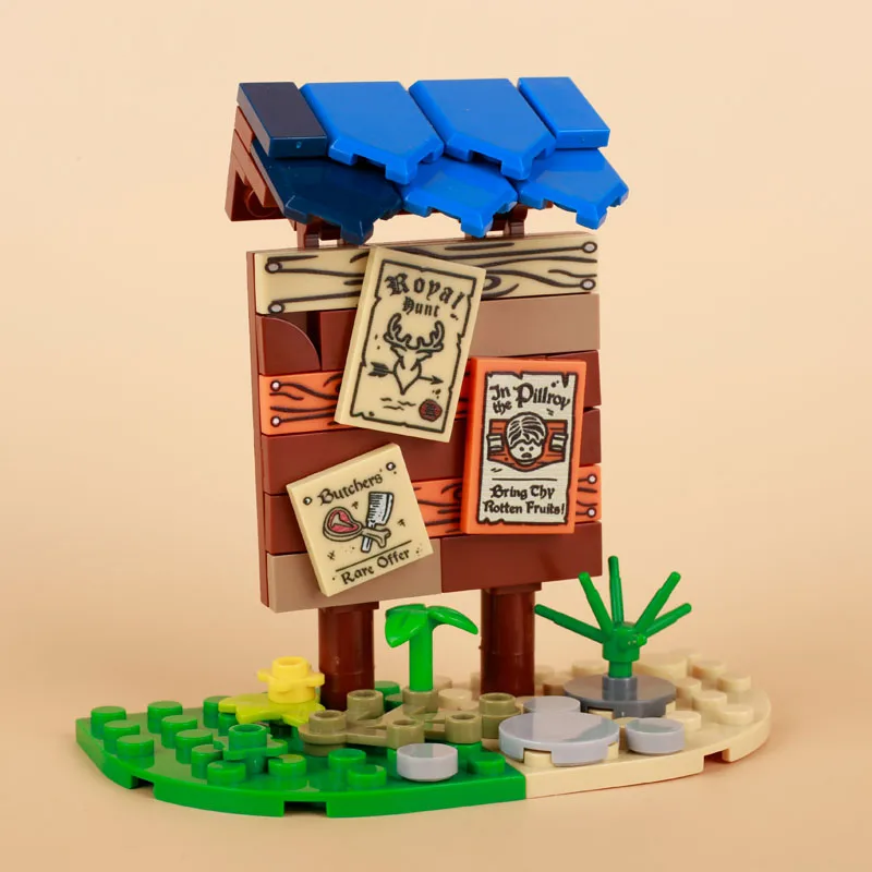 MOC Medieval Knights Bounty Printed Tiles Bullet Accessories Recipe Scroll Bricks Toys Kids Gift