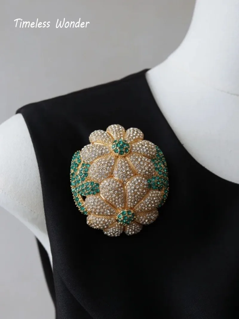 Timeless Wonder Fancy Zircon Geo Floral Brooch Pins for Women Designer Jewelry for Gown Runway Rare Luxury Gift Set 5381