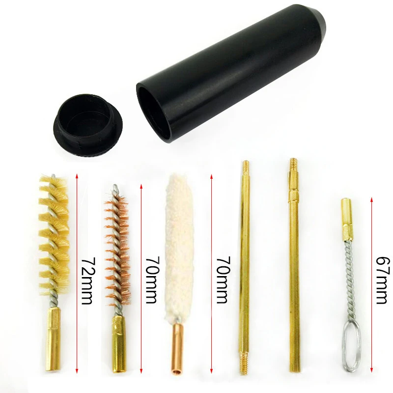 7Pcs Portable 9mm  Cleaning Rod Brush Kit Universal Hand Tools Fit 22 45 357 9mm Calibe