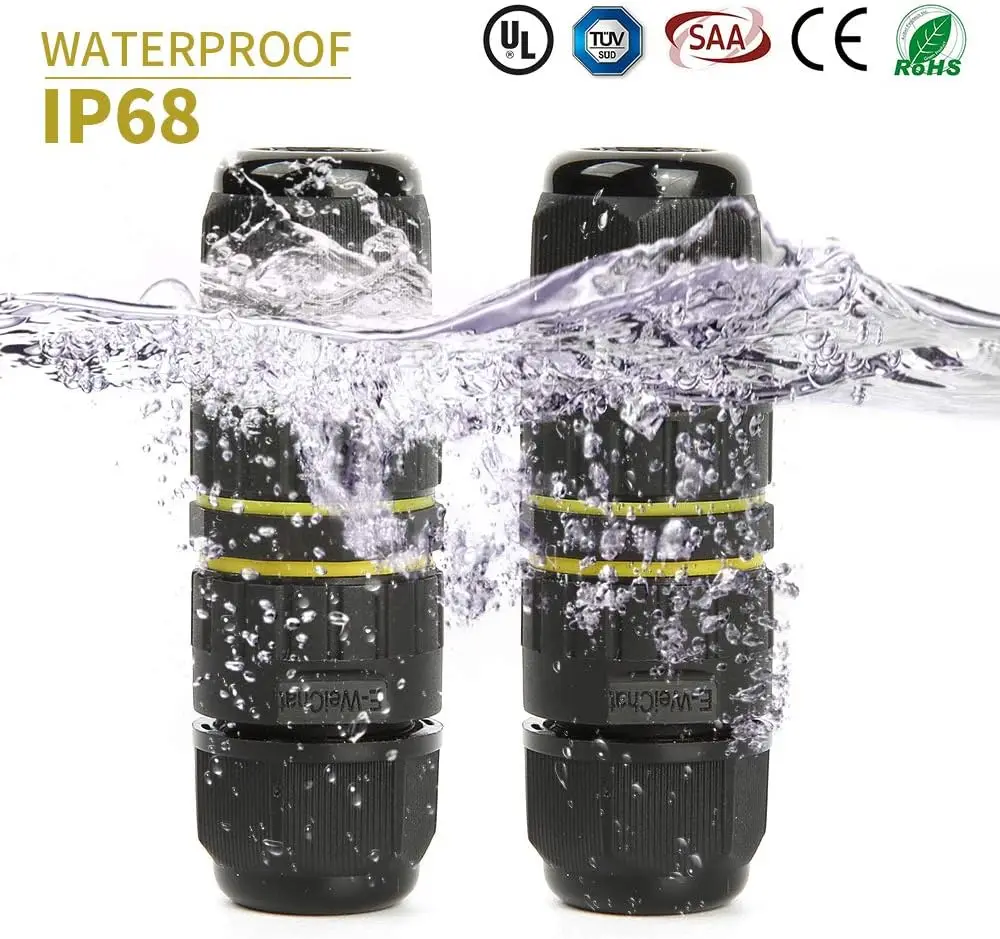 5pcs M16 M20 IP68 Waterproof Outdoor Cable Connector 2 way 2/3 Pin Terminal Wire Connectors for Electrical Light Junction Box