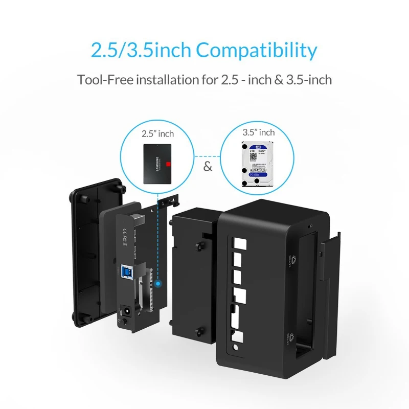 Orico Hdd Docking Station Ssd Harde Schijf Docking Station Voor 2.5/3.5 Inch Hdd Ssd Sata Naar Usb 3.0 Hdd Met 12v2a Adapter