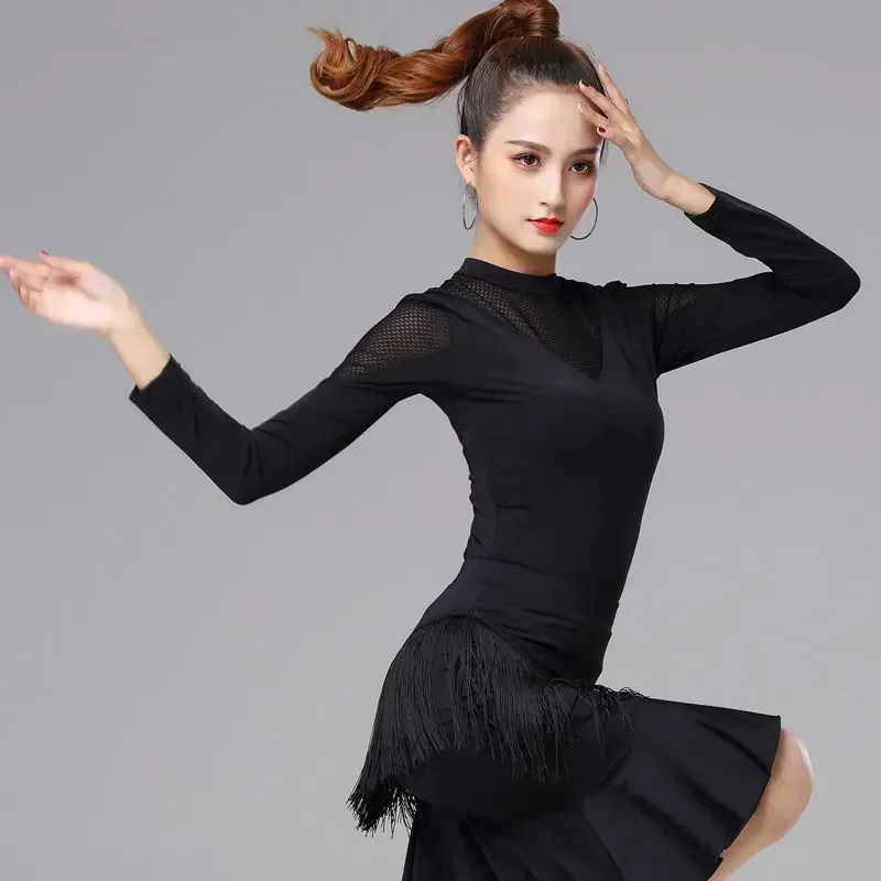 

Women Latin Dance Tops Long Sleeve Latin Training Shirt Ballroom Dancing Clothes Ladies Modern Samba Cha Cha Salsa Tops
