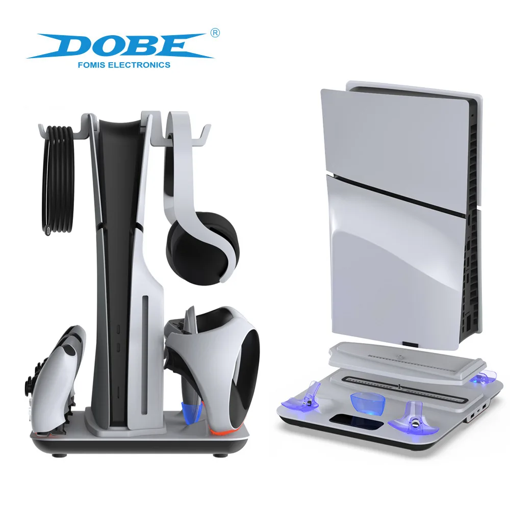 

Cooling and Charging Station for PS5/PS5 Slim Console/Dual Controllers & VR2/Organization Headset Accessories, Type C port