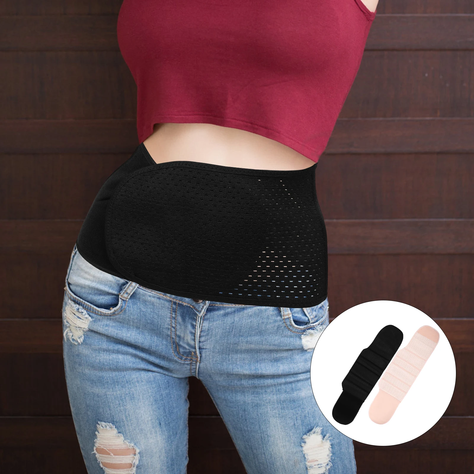 

2pcs Postpartum Abdominal Binder Breathable Belly Band Adjustable Waist Support Hook Loop Fastener Skin- Shaping