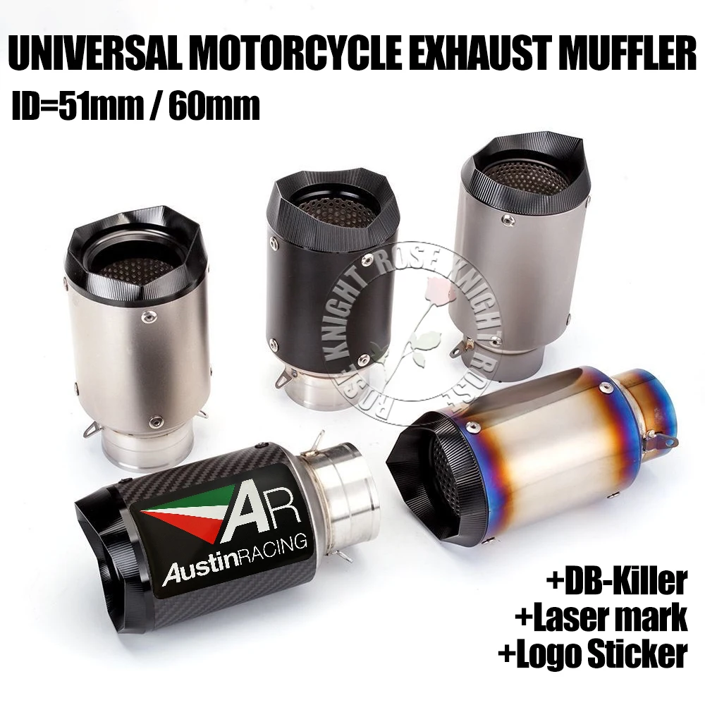 

Universal 51mm 60mm AR Motorcycle Exhaust Muffler Escape For Kawasaki Honda Yamaha KTM Motorcycle Exhaust Modifiction Accessorie