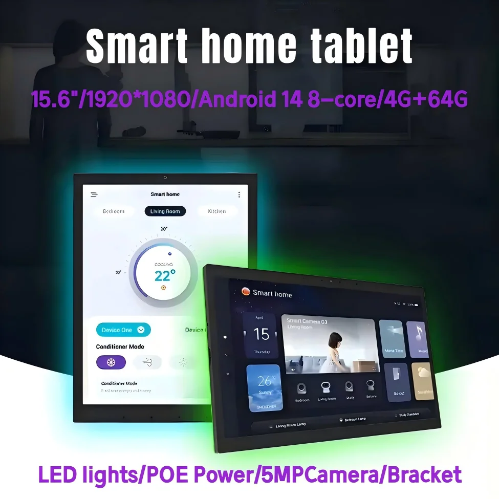 

15.6 Inch Meeting Booking Android Tablet, Wall Mounted POE Touch Screen with LED Light, Smart Control Panel