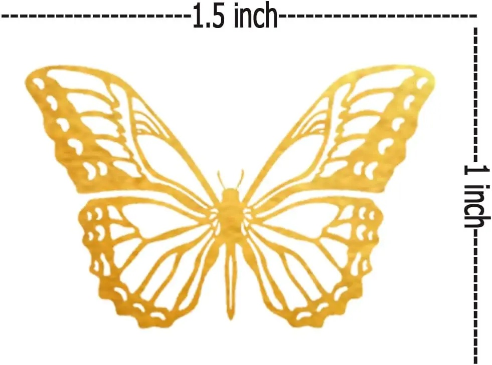 Butterfly Gold Foil Stickers,Gold Butterfly Envelope Seals Stickers,Glitter Butterfly Stickers,Wedding Seals,120 Pcs