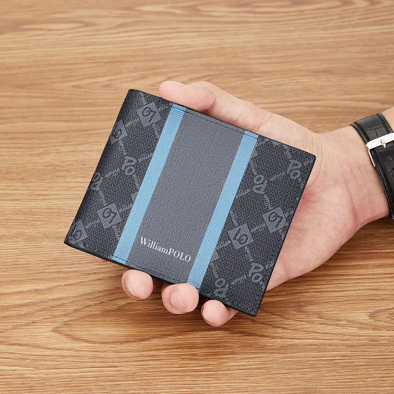 WILLIAMPOLO 2023 Small Men's Wallet Leather Men's Anti THeft Wallet For Card Document Holder Side Purse Male Thin Purse Boy