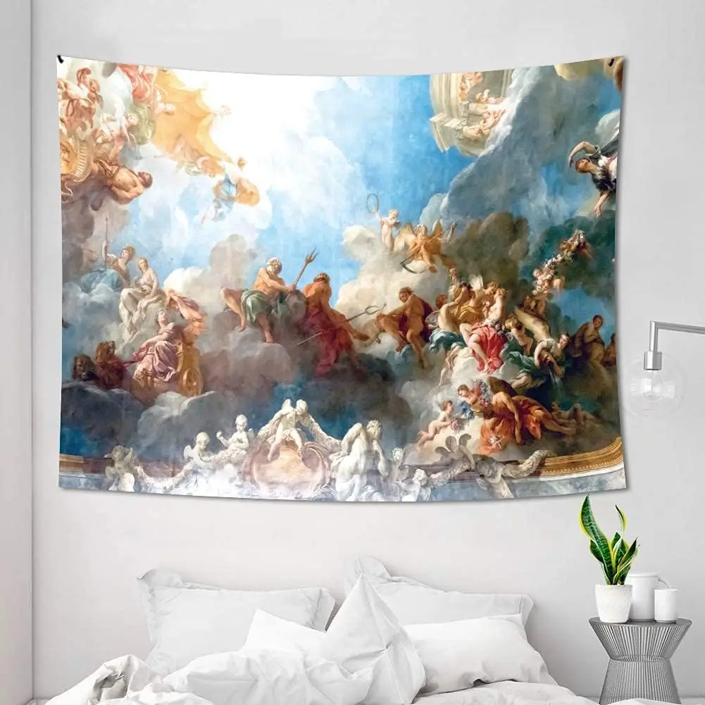 VIKAMA Wandteppich mit klassischem Engel, Barock-Stil, religiöses handgemaltes Ölgemälde, Textur, Wohnzimmer, Kirche, Kunstdekoration