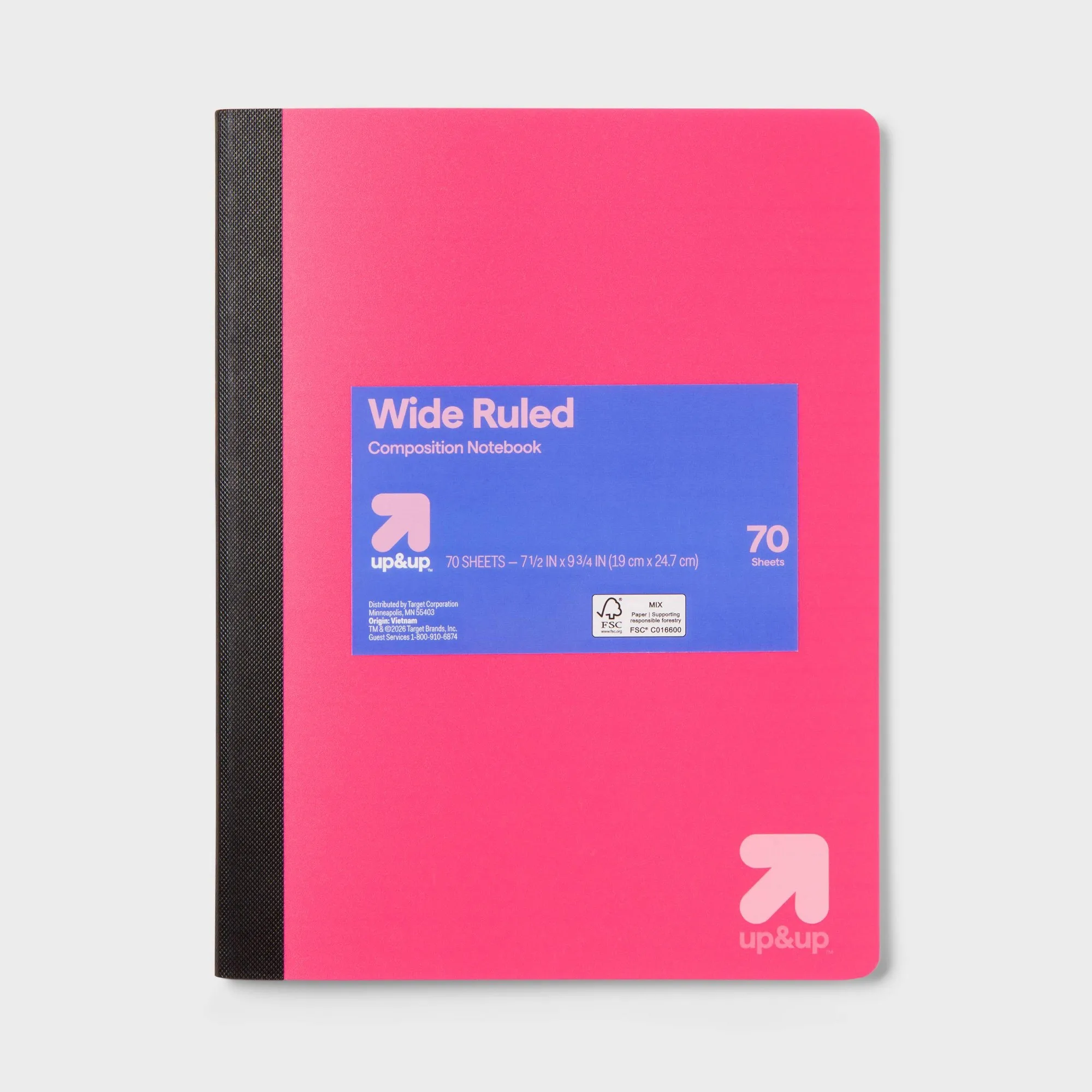 Wide Rule 7.5"x9.75" Poly Cover Composition Book Pink