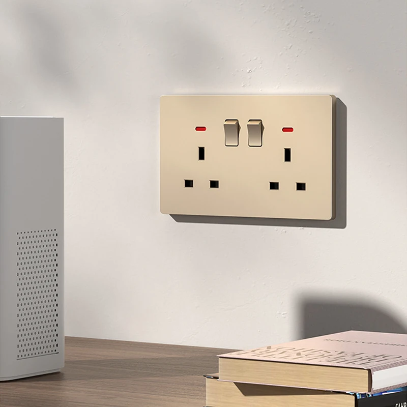 Hong Kong & Macao Universal Switch 146 British Socket Champagne Gold 86 Type One-open 13A Three-hole Multi-functional Five-hole