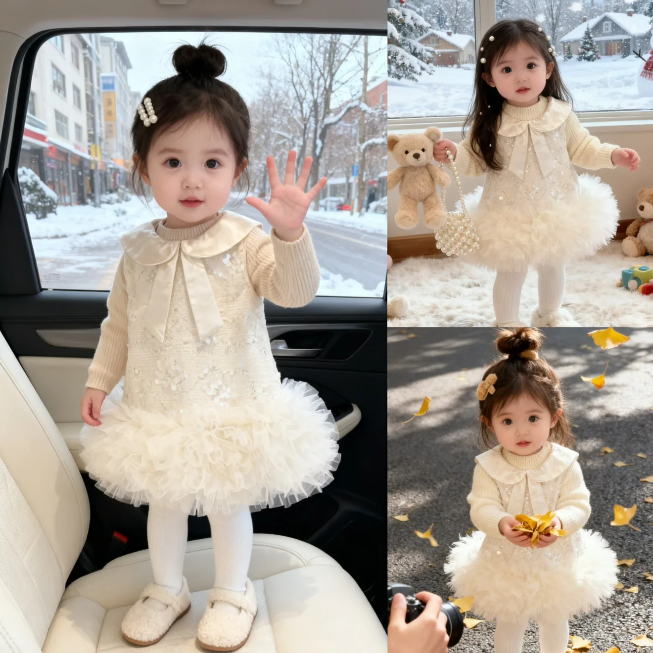 

Autumn/Winter Baby Girl Princess Dress Plush Elegant Vest Skirt Fashion beautiful dress Birthday Festival Party New Year's Dress