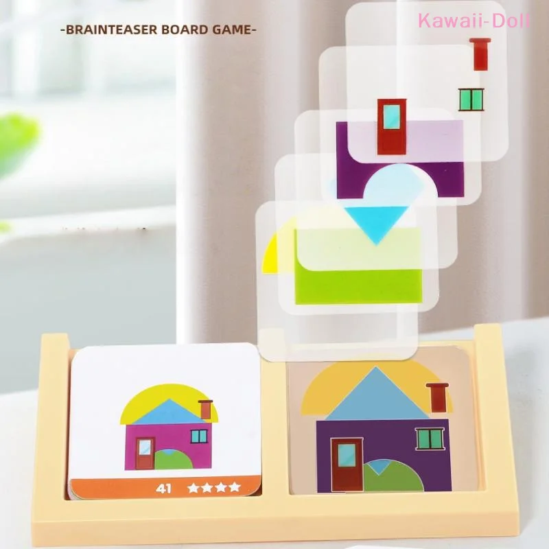 [DO]1 Set Geometric Shape Spatial Imagination Intellectual Thinking Puzzle Games Toy House Design Logic Game Montessori Toys[DO]