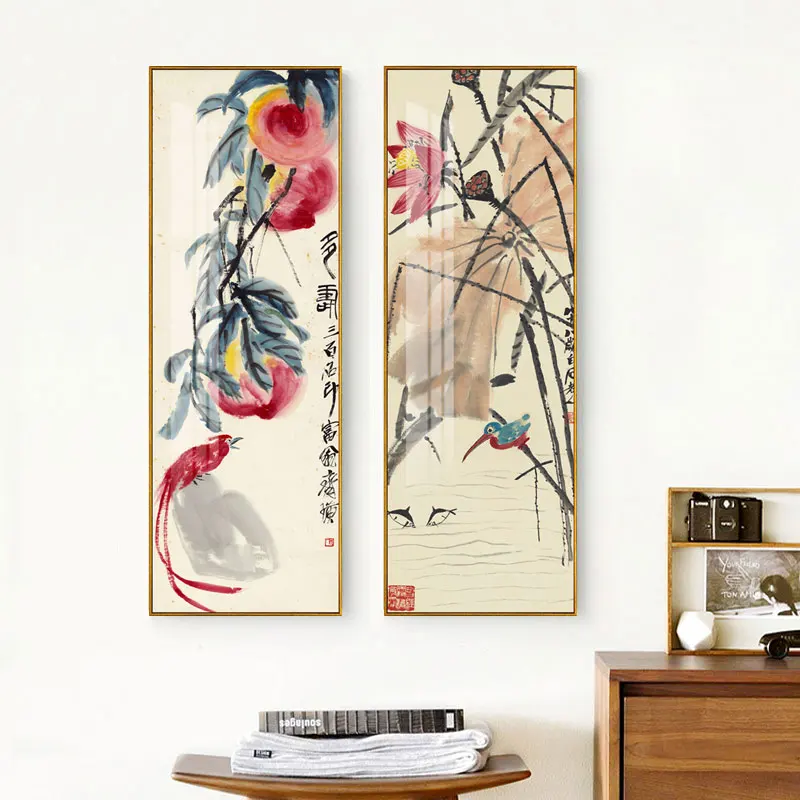 Zen Abstract Traditional Chinese Style Qi Baishi Wall Art Canvas Painting Poster Picture Print For Office Living Room Home Décor