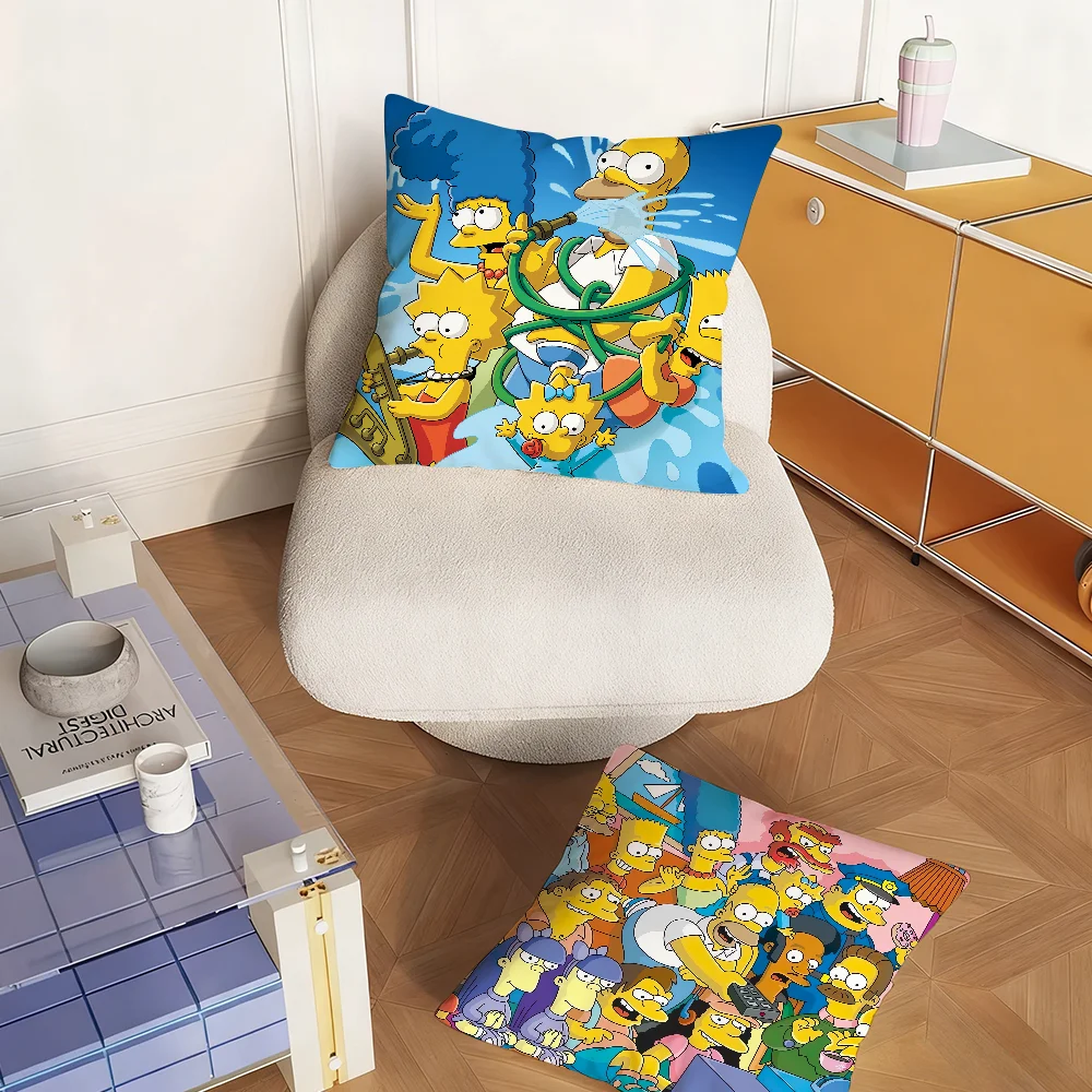 Cartoon-Kissenbezug, cooles Design, für Schlafzimmer, Sofa, Wohnzimmer, Rückenlehne, Dekoration, quadratisch, S-Simpsons-S-Fashion, Kissen für die Nickerchenzeit